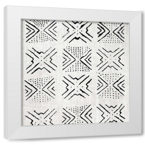 Mudcloth White V White Modern Wood Framed Art Print by Roberts, Ellie