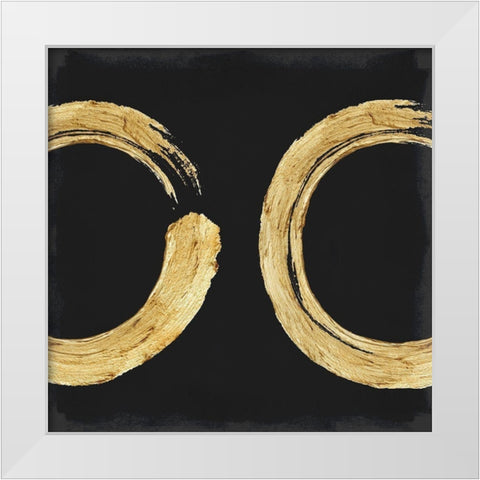 Gold Zen Circle on Black II White Modern Wood Framed Art Print by Roberts, Ellie