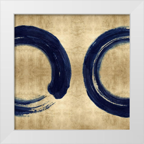 Blue Zen Circle on Gold II White Modern Wood Framed Art Print by Roberts, Ellie