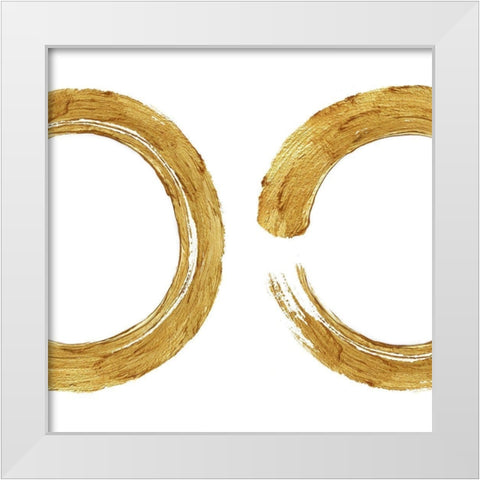 Gold Zen Circle on White II White Modern Wood Framed Art Print by Roberts, Ellie
