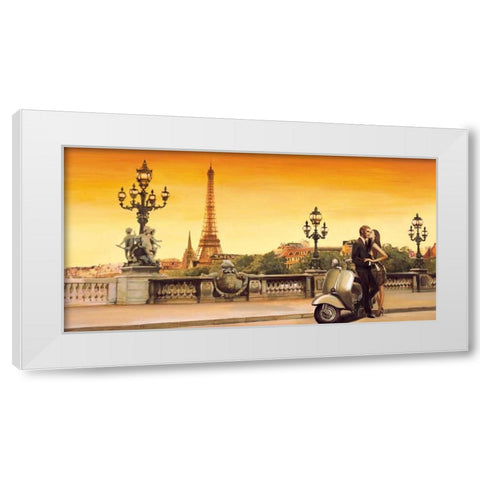 Lovers in Paris White Modern Wood Framed Art Print by Rovere, Edoardo