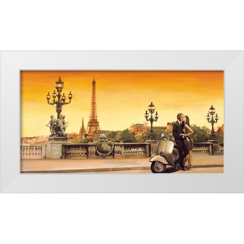 Lovers in Paris White Modern Wood Framed Art Print by Rovere, Edoardo
