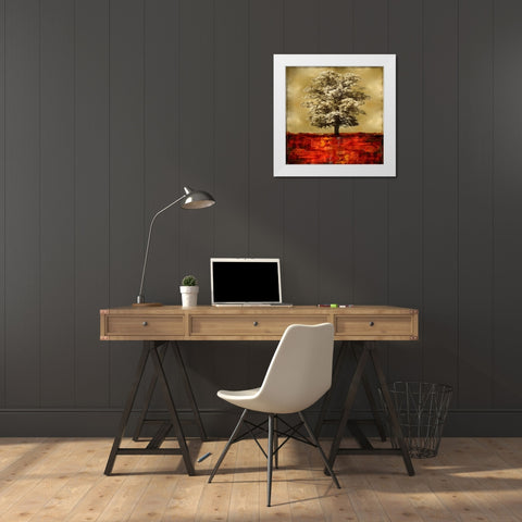 Stately - Red on Gold White Modern Wood Framed Art Print by Turner, Eric
