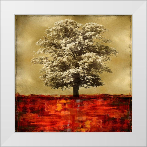 Stately - Red on Gold White Modern Wood Framed Art Print by Turner, Eric