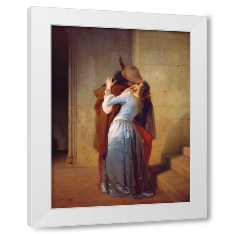 ll bacio White Modern Wood Framed Art Print by Hayez, Francesco