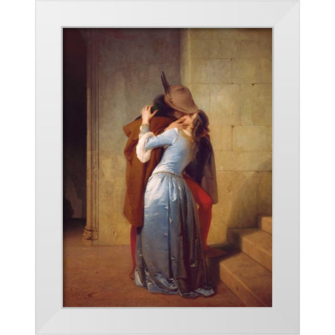 ll bacio White Modern Wood Framed Art Print by Hayez, Francesco
