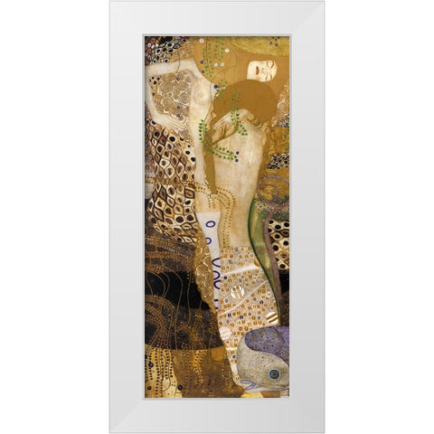 Sea Serpents II White Modern Wood Framed Art Print by Klimt, Gustav