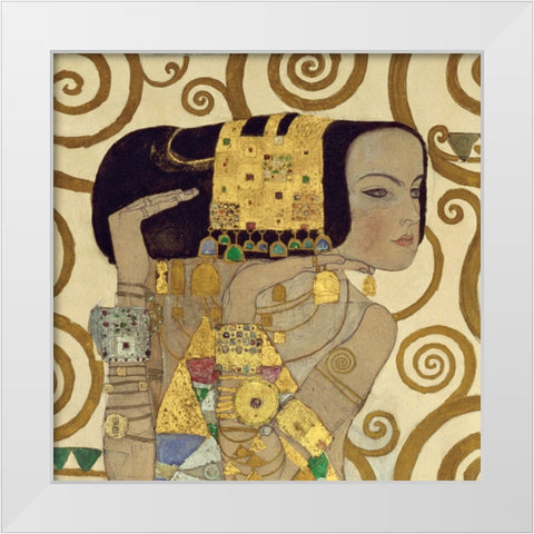 Expectation White Modern Wood Framed Art Print by Klimt, Gustav