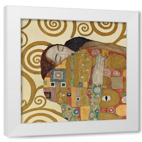 Die Erfullung White Modern Wood Framed Art Print by Klimt, Gustav
