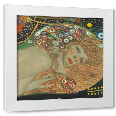 Sea Serpents III White Modern Wood Framed Art Print by Klimt, Gustav