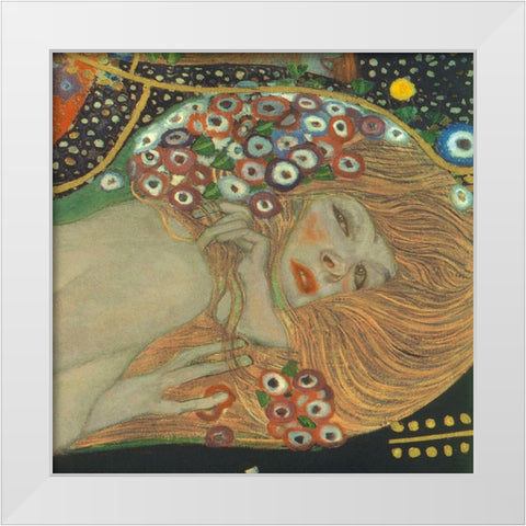 Sea Serpents III White Modern Wood Framed Art Print by Klimt, Gustav