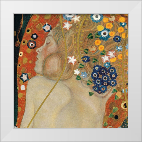 Sea Serpents IV White Modern Wood Framed Art Print by Klimt, Gustav