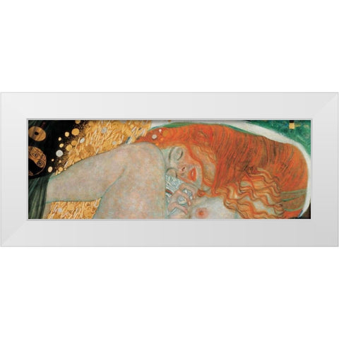 Danae White Modern Wood Framed Art Print by Klimt, Gustav