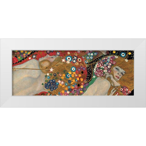 Sea Serpents White Modern Wood Framed Art Print by Klimt, Gustav