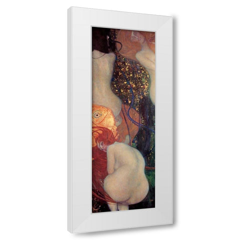 Goldfish White Modern Wood Framed Art Print by Klimt, Gustav