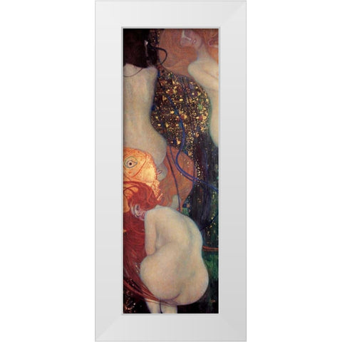 Goldfish White Modern Wood Framed Art Print by Klimt, Gustav