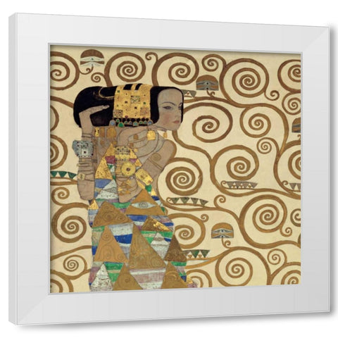 Expectation White Modern Wood Framed Art Print by Klimt, Gustav