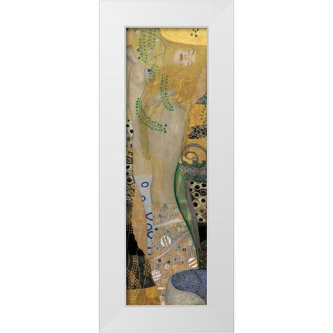 Sea Serpents I White Modern Wood Framed Art Print by Klimt, Gustav