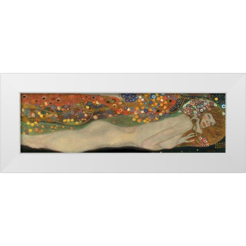 Sea Serpents III White Modern Wood Framed Art Print by Klimt, Gustav