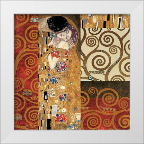 Klimt Details-The Kiss White Modern Wood Framed Art Print by Klimt, Gustav