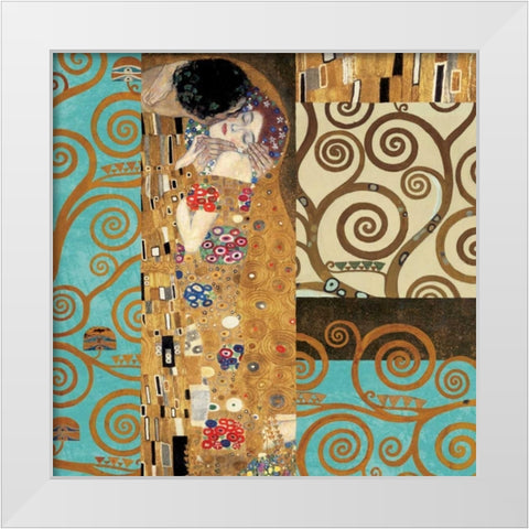 Klimt IV 150th Anniversary - The Kiss White Modern Wood Framed Art Print by Klimt, Gustav