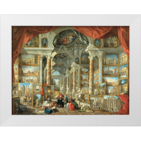 Vedute di Roma moderna White Modern Wood Framed Art Print by Panini, Giovanni Paolo