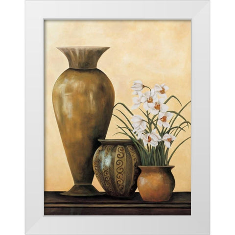 Still Life with White Flowers White Modern Wood Framed Art Print by Brighton, Grace