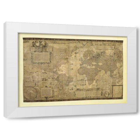 Orbis Terrae Descriptio White Modern Wood Framed Art Print by Mercatore, Gerardo