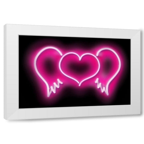 Neon Heart Wings PB White Modern Wood Framed Art Print by Carr, Hailey