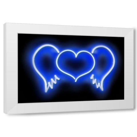 Neon Heart Wings BB White Modern Wood Framed Art Print by Carr, Hailey