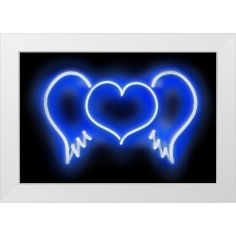 Neon Heart Wings BB White Modern Wood Framed Art Print by Carr, Hailey