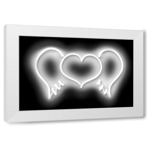Neon Heart Wings WB White Modern Wood Framed Art Print by Carr, Hailey