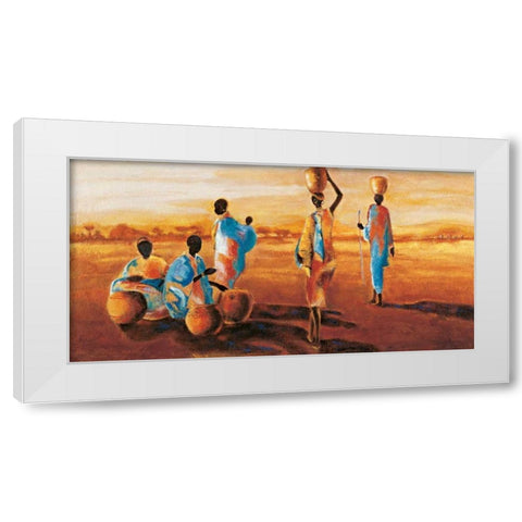 Apres-midi en Afrique White Modern Wood Framed Art Print by Beaumont, Jaques