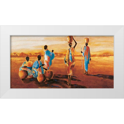 Apres-midi en Afrique White Modern Wood Framed Art Print by Beaumont, Jaques
