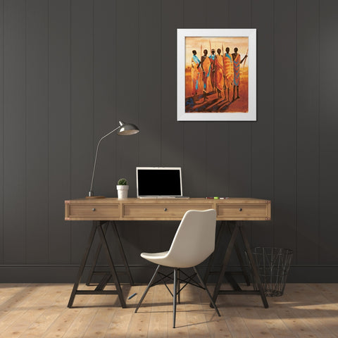 Les gardiens de la terre White Modern Wood Framed Art Print by Beaumont, Jaques
