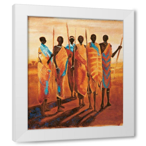 Les gardiens de la terre White Modern Wood Framed Art Print by Beaumont, Jaques