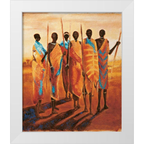 Les gardiens de la terre White Modern Wood Framed Art Print by Beaumont, Jaques