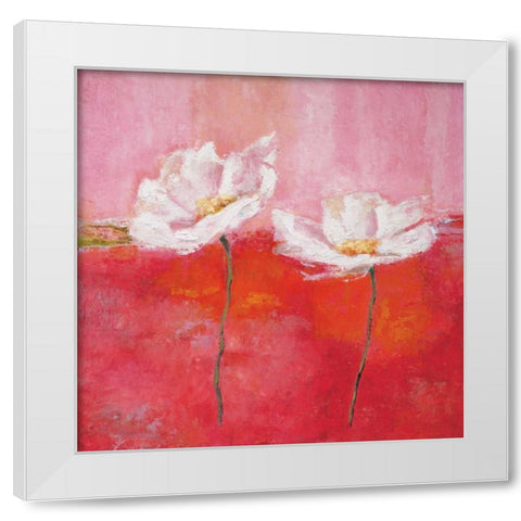Fleurs en rose I White Modern Wood Framed Art Print by Herbert, Isabelle