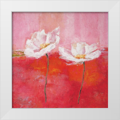 Fleurs en rose I White Modern Wood Framed Art Print by Herbert, Isabelle
