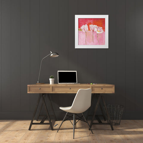 Fleurs en rose II White Modern Wood Framed Art Print by Herbert, Isabelle