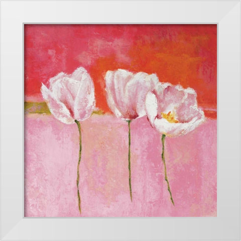 Fleurs en rose II White Modern Wood Framed Art Print by Herbert, Isabelle