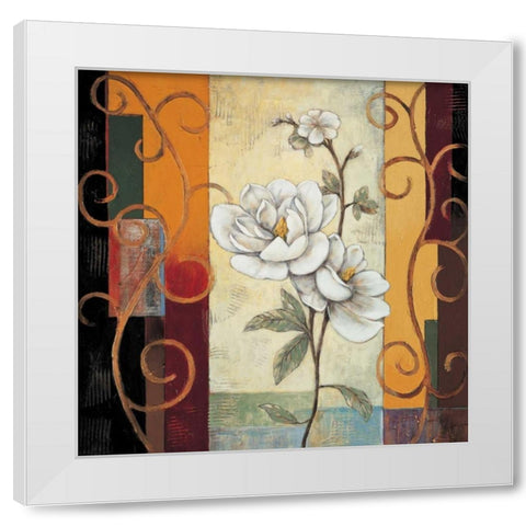 Magnolia White Modern Wood Framed Art Print by Deveraux, Jill