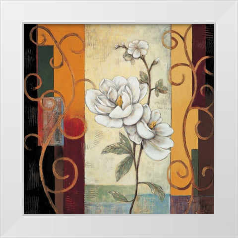 Magnolia White Modern Wood Framed Art Print by Deveraux, Jill