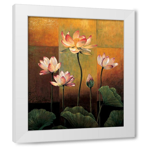 Lotus White Modern Wood Framed Art Print by Deveraux, Jill