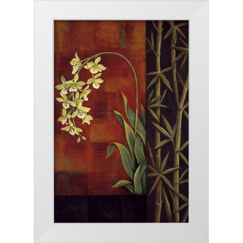 Green Orchid White Modern Wood Framed Art Print by Deveraux, Jill