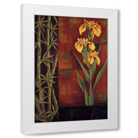 Yellow Iris White Modern Wood Framed Art Print by Deveraux, Jill