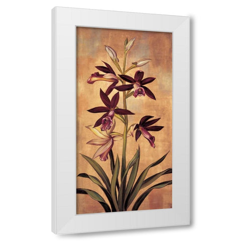Burgundy Orchid White Modern Wood Framed Art Print by Deveraux, Jill