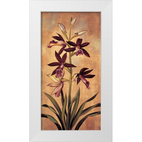 Burgundy Orchid White Modern Wood Framed Art Print by Deveraux, Jill