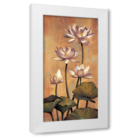 White Lotus White Modern Wood Framed Art Print by Deveraux, Jill