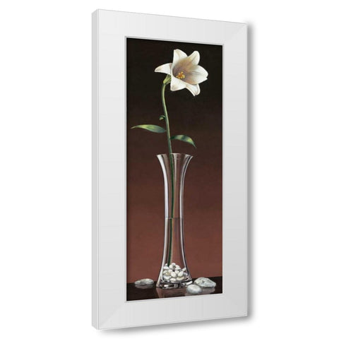 Lily Haiku White Modern Wood Framed Art Print by Ross, Yuki